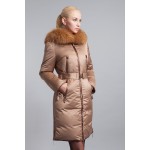 BASIC-EDITIONS Genuine Brand Winter Women Long Jackets Raccoon Fur Hood And Belt Women's Down & Parka Coats 12W-46