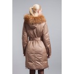 BASIC-EDITIONS Genuine Brand Winter Women Long Jackets Raccoon Fur Hood And Belt Women's Down & Parka Coats 12W-46