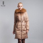 BASIC-EDITIONS Genuine Brand Winter Women Long Jackets Raccoon Fur Hood And Belt Women's Down & Parka Coats 12W-46