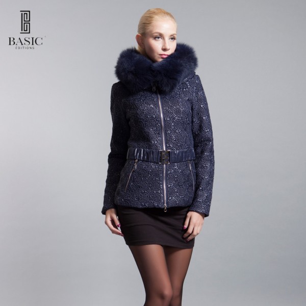 BASIC-EDITIONS New Winter Fashion Women's Clothing Oversized Fox Fur Short Parka With Hood Parkas Coats Women Coat 14W-22D