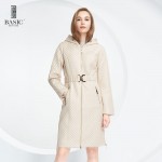 BASIC EDITIONS New Women's Coat Spring Autumn Thin Cotton Parkas Slim Hooded Adjustable Waist High Quality Big Size 14S-46-1