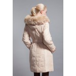 BASIC-EDITIONS winter Slim Hooded fur collar fur cuffs flowers in long down jacket style - 10W-04D