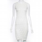 BEFORW Summer Dress Women Sexy Sleeveless Solid Color Slim Large Size Dresses Fashion Casual Plus Size White Lace Mini Dress