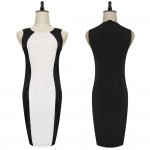 BEFORW Women Dress 2016 New Sleeveless Vest Dresses Plus Size Black And White Splice Sexy Dress Vintage Office Bodycon Dress