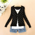 BEST PRICE 2017 Fashion Women Coat Small Love Heart Jackets Cardigan Knitted Coat Woman For Winter Autumn Outerwear Slim jackets