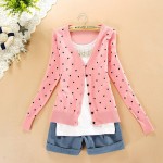 BEST PRICE 2017 Fashion Women Coat Small Love Heart Jackets Cardigan Knitted Coat Woman For Winter Autumn Outerwear Slim jackets