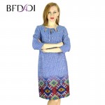 BFDADI 2017 Spring Fashion Style Women Slim Dress Openwork collar Plaid Print Casual Dresses Vestidos Plus Size 7-8342