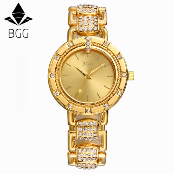 BGG Brand Women steel dress watches ladies Luxury simple Casual quartz watch relogio feminino female rhinestone gold clock hours