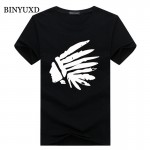 BINYUXD t shirt men 2016 summer 95% cotton 3d t shirt tops funny American Indian man's  extended 5XL white black blue