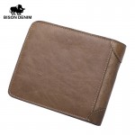 BISON DENIM 2016 New Hot High Quality Genuine Leather Wallet Men Wallets Vintage Organizer Purse Billfold Zipper Coin Pocket