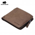 BISON DENIM 2016 New Hot High Quality Genuine Leather Wallet Men Wallets Vintage Organizer Purse Billfold Zipper Coin Pocket