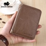 BISON DENIM 2016 New Hot High Quality Genuine Leather Wallet Men Wallets Vintage Organizer Purse Billfold Zipper Coin Pocket