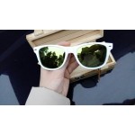 BOBO BIRD New 2016 Womens Mens Bamboo Wooden Sunglasses White Frame With Coating Mirrored UV 400 Protection Lenses in Wooden Box