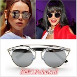 BOYEDA Fashion Flat Top Rihanna Luxury Sunglasses Women Brand Designer Polarized Retro Cat Eye Metal Frame Mirror Sun Glasses