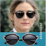 BOYEDA Fashion Flat Top Rihanna Luxury Sunglasses Women Brand Designer Polarized Retro Cat Eye Metal Frame Mirror Sun Glasses