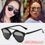 BOYEDA Fashion Flat Top Rihanna Luxury Sunglasses Women Brand Designer Polarized Retro Cat Eye Metal Frame Mirror Sun Glasses