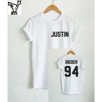 BTS 2017 Justin Bieber T Shirt Women Band Tshirt Rock Hip Hop Short Sleeve Name And Age T-shirt Tumblr Clothing Tee Shirt Size 