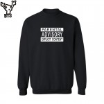 BTS Autumn European Style fashion casual Parental Advisory Explicit Content streetwear man fleece hoodies sweatshirt 