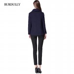 BURDULLY 2016 Autumn Fashion Cotton Long-sleeved Pure Cashmere Coat Woolen Female Women's Winter Jacke Plus Size Horn Button