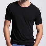 Bamboo Fiber Anti-sweat smell T-shirt Summer Breathable High quality Men Solid V-Neck Loose Short Sleeve Sports Casual Clothes