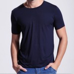 Bamboo Fiber Anti-sweat smell T-shirt Summer Breathable High quality Men Solid V-Neck Loose Short Sleeve Sports Casual Clothes