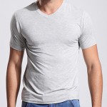 Bamboo Fiber Anti-sweat smell T-shirt Summer Breathable High quality Men Solid V-Neck Loose Short Sleeve Sports Casual Clothes