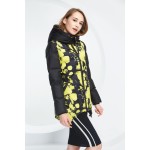 Basic Vogue Women Winter Floral Pattern Short Overcoat Down Jacket with Hood - Y16083-1