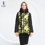 Basic Vogue Women Winter Floral Pattern Short Overcoat Down Jacket with Hood - Y16083-1