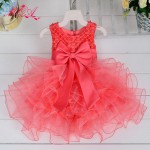 Beaded Bowknot Boutique 0-2Years Toddler Girls Birthdays Dresses Tulle Baby Baptism Purple Red White Christening Dress Costume