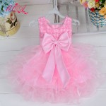 Beaded Bowknot Boutique 0-2Years Toddler Girls Birthdays Dresses Tulle Baby Baptism Purple Red White Christening Dress Costume