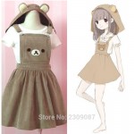 Bear Rilakkuma Straps Dress Lolita Japanese Braces Suspender Mori Girl Kawaii Dress School Clothes Vestido WXC