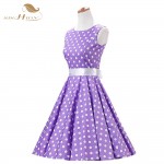 Beautiful Tunic Vestidos Lilac Black White Summer Plus Size Women Clothing Swing Polka Dot Elegant 50s Swing Vintage Dresses 067