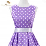 Beautiful Tunic Vestidos Lilac Black White Summer Plus Size Women Clothing Swing Polka Dot Elegant 50s Swing Vintage Dresses 067