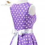 Beautiful Tunic Vestidos Lilac Black White Summer Plus Size Women Clothing Swing Polka Dot Elegant 50s Swing Vintage Dresses 067