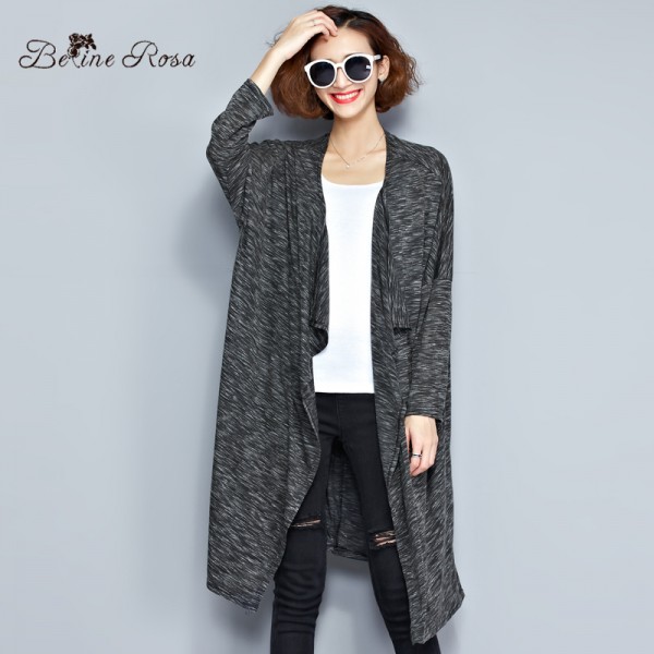 BeilneRosa 2016 Plus Size Women's Trench Spring and Autumn Casual Pure Color Irregular Hem Female Coat Fit L~4XL TYW095