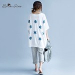 BelineRosa 2017 Big Sizes Women Tops Summer Women's Cotton Floral Printing Elegant Printed Shirt Women Fit XL ~ 6XL HS000198