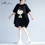 BelineRosa 2017 Summer Dresses Korean Kawaii Style Girls Printting Women's Large Size Dress Female Fit L ~ 3XL TYW0220