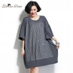 BelineRosa Plus Size Women Tops and Shirts Casual Geometric Maze Short Sleeve Loose Cotton Shirts for Women Fit 2XL~5XL DS0014