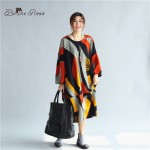 BelineRosa Women's Autumn Big Sizes Clotings European Style Hit Color Color Printing Dresses Female Fit 3XL~6XL HS0130