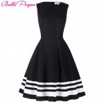 Belle Poque 2017 Retro Vintage Sleeveless Black White Print 50s 60s Vintage Dresses Audrey Hepburn Plus Size Womens Clothing