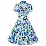 Belle Poque 2017 Summer Women Tea Dress Party Short Sleeve Knee Length 50S 60S Floral Vintage Dresses Rockabilly Gown Plus size