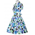 Belle Poque 2017 Summer Women Tea Dress Party Short Sleeve Knee Length 50S 60S Floral Vintage Dresses Rockabilly Gown Plus size