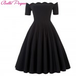 Belle Poque 2017 Women Dress Robe Vintage Off Shoulder Black Summer Dress Jurken 1950s 60s Retro Rockabilly Swing Party Dresses