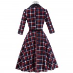 Belle Poque Autumn Plaid Dress 3/4 Sleeve Lapel Grid Pattern Tunic Women Plus size Clothing Casual Picnic Vintage Party Dresses