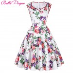 Belle Poque Floral Print Women Dress 2017 Summer Casual robe Retro 50s Vintage Rockabilly Swing Dresses Plus Size Pinup Clothing