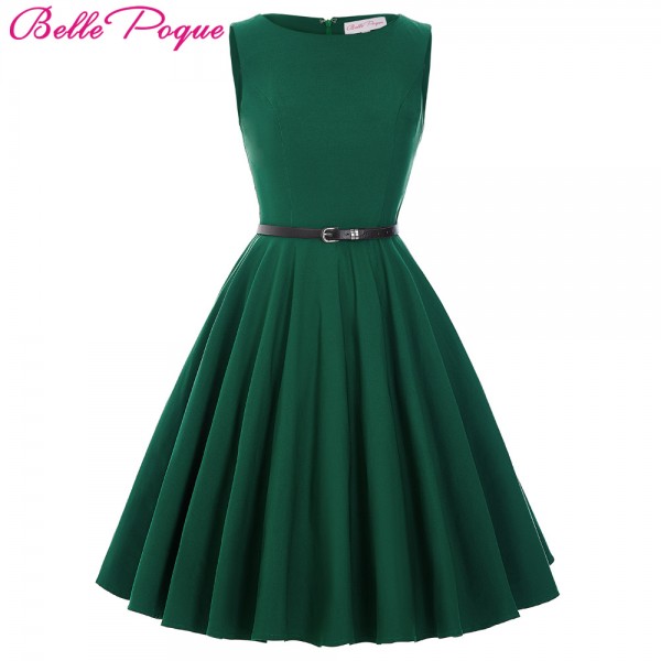 Belle Poque Summer Dress 2017 Female Women Black Red Green Casual Plus Size Tunic 50s 60s Retro Vintage Rockabilly Party Dresses