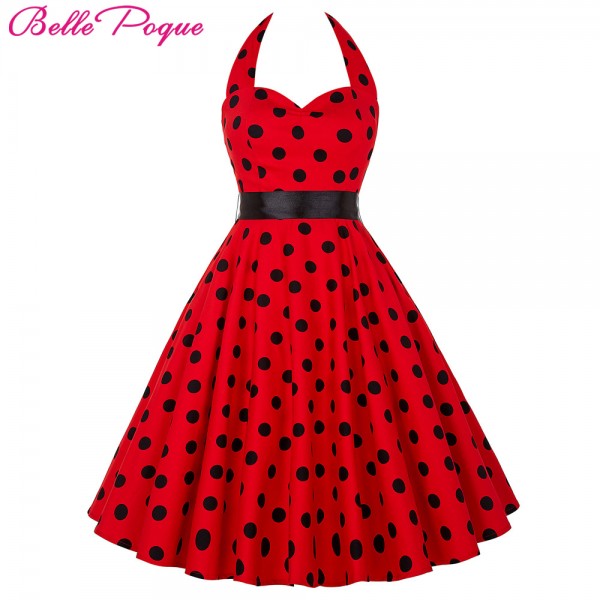 Belle Poque Summer Womens Dresses 2017 Casual Polka Dot Retro Vintage 50s robe Rockabilly Swing Pinup Party Dress Plus Size