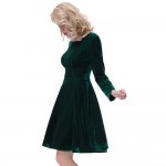 Belle Poque Velvet Dress Winter Long Sleeve Plus Size O Neck Green Tunic Elegant Clothes Casual Vintage Party Dresses Women 2018