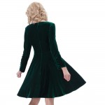 Belle Poque Velvet Dress Winter Long Sleeve Plus Size O Neck Green Tunic Elegant Clothes Casual Vintage Party Dresses Women 2018