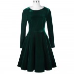 Belle Poque Velvet Dress Winter Long Sleeve Plus Size O Neck Green Tunic Elegant Clothes Casual Vintage Party Dresses Women 2018